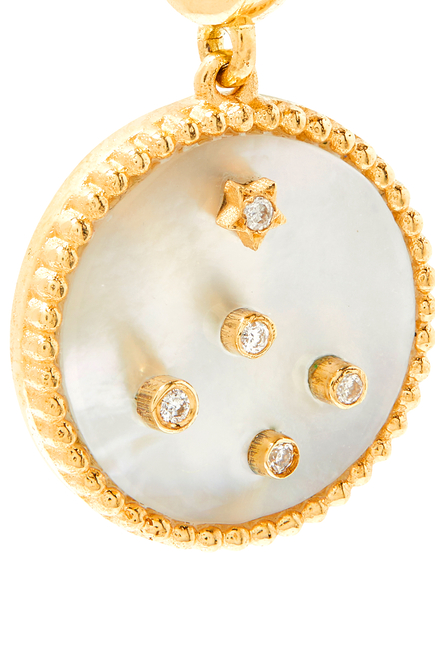 Capricorn Mini Constellation Charm, 18k Yellow Gold, Mother of Pearl & Diamonds